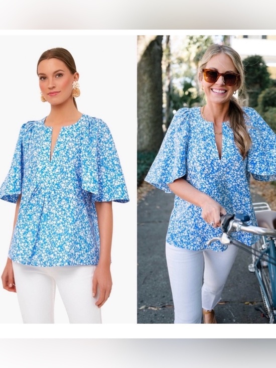 Tuckernuck Tops - TUCKERNUCK BLOOMS ON BROAD FINLEY FLUTTER SLEEVE TOP S